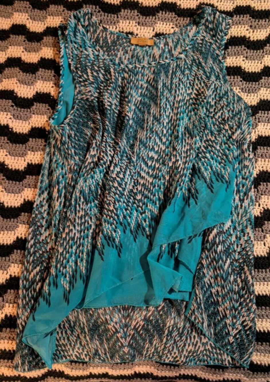 Valarie Stevens Turquoise Sleeveless Chiffon Layered Tunic